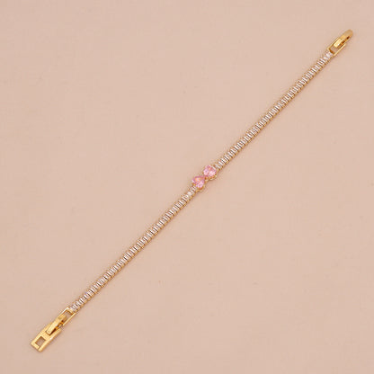 Pink Teardrop Zircon Geometric Bracelet