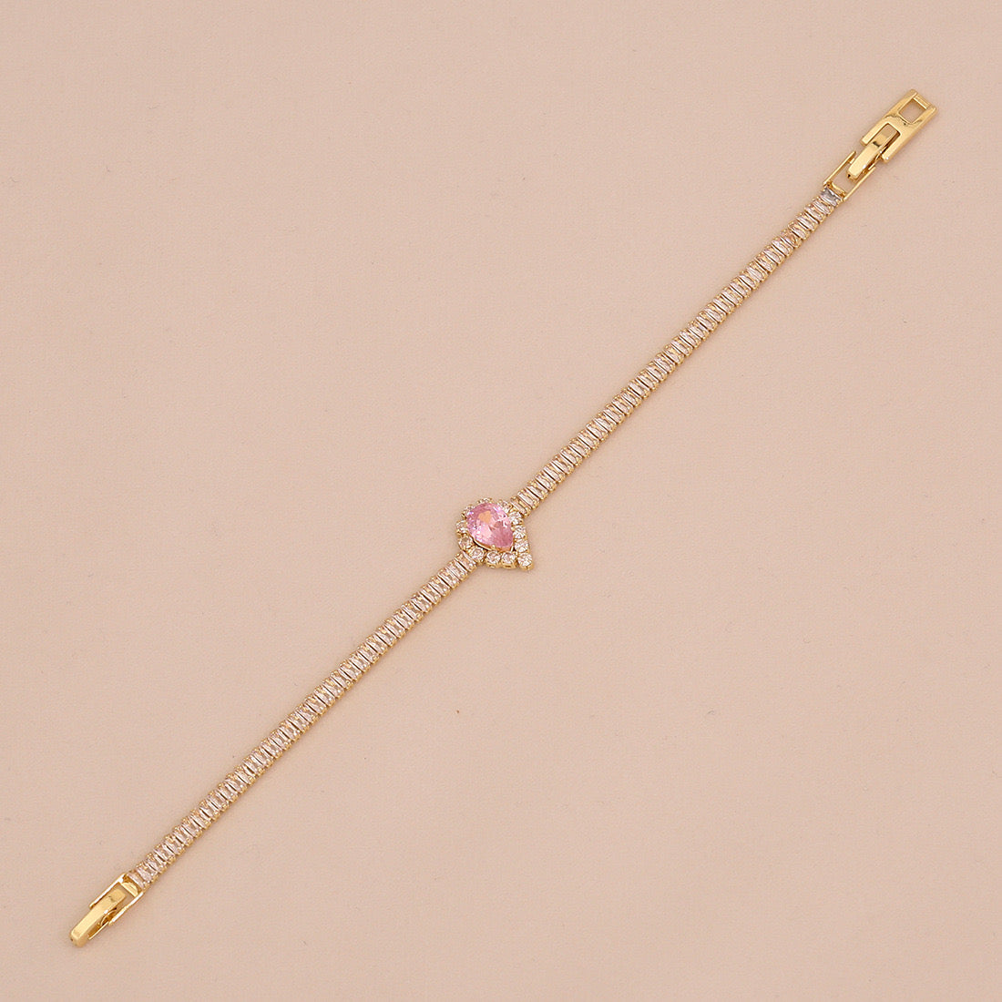 Pink Teardrop Zircon Geometric Bracelet