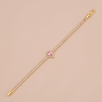 Pink Teardrop Zircon Geometric Bracelet
