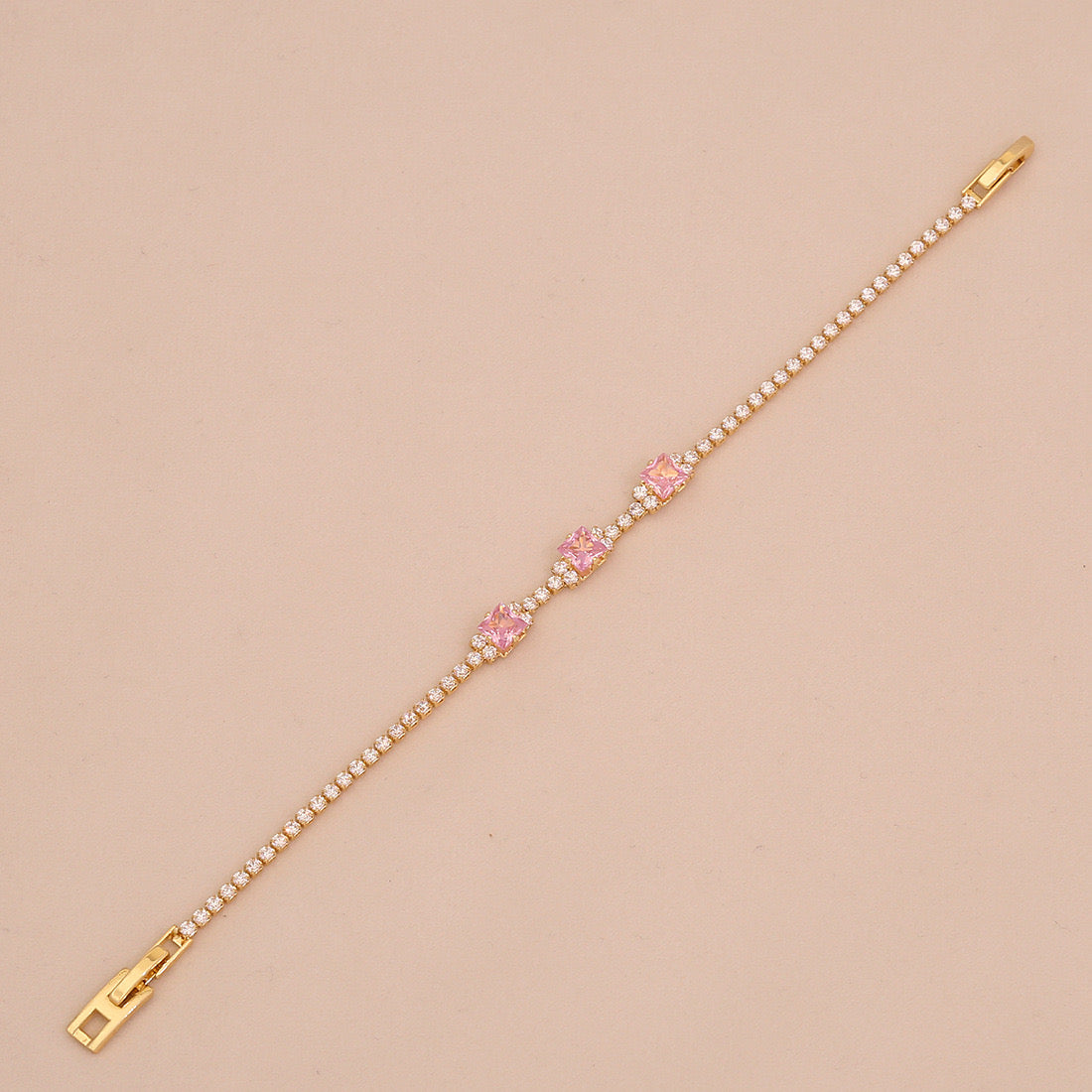 Pink Teardrop Zircon Geometric Bracelet