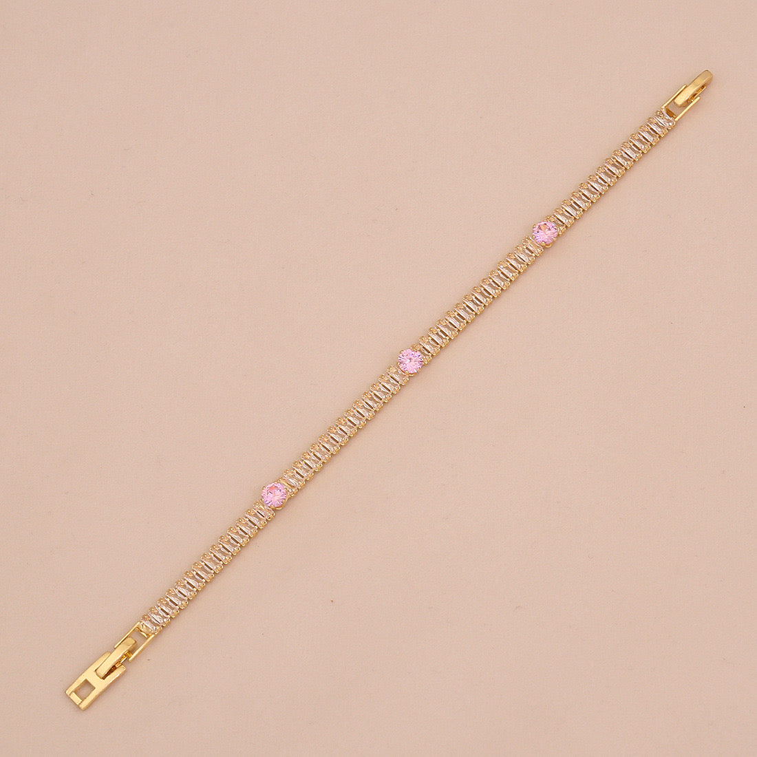 Pink Teardrop Zircon Geometric Bracelet