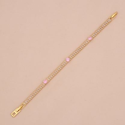 Pink Teardrop Zircon Geometric Bracelet