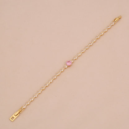 Pink Teardrop Zircon Geometric Bracelet