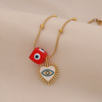 Evil Eye Vintage Lips & Chilli Pepper Necklace