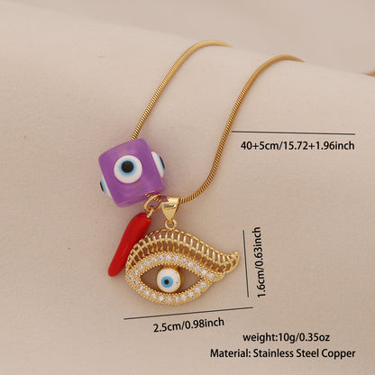 Evil Eye Vintage Lips & Chilli Pepper Necklace