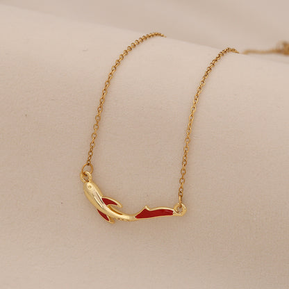 Red Koi Fish Pendant Stainless Steel Necklace