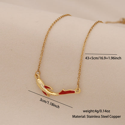 Red Koi Fish Pendant Stainless Steel Necklace