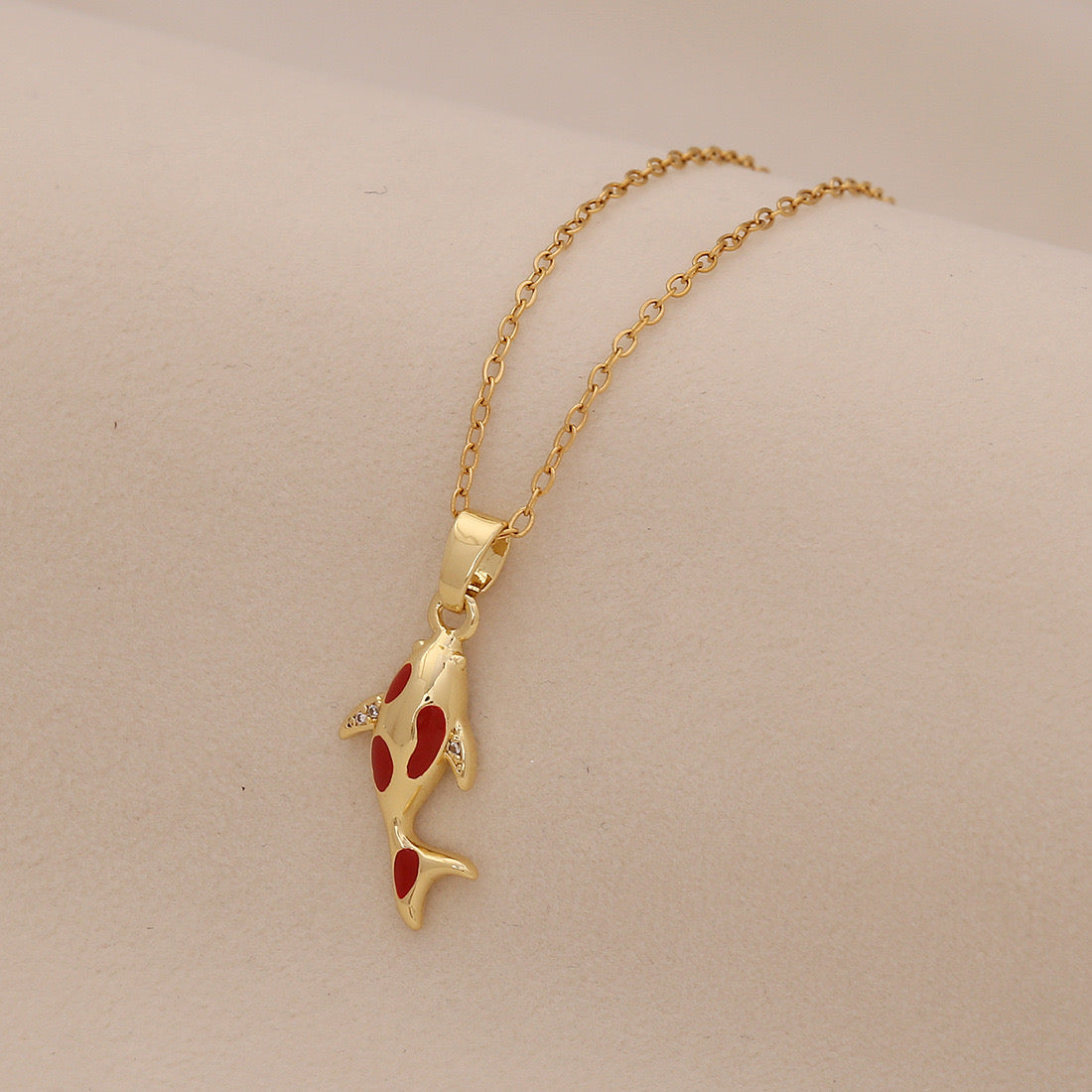Red Koi Fish Pendant Stainless Steel Necklace