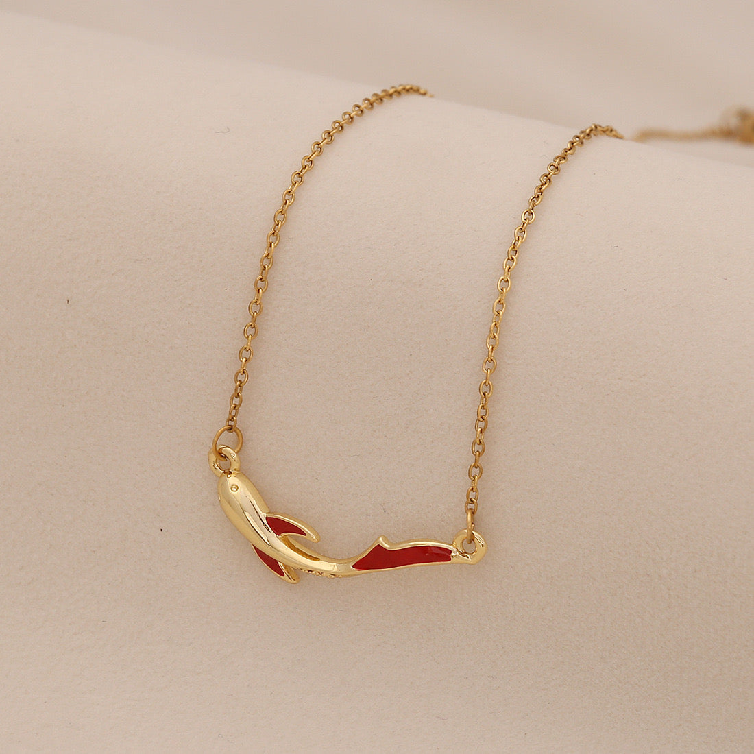 Red Koi Fish Pendant Stainless Steel Necklace