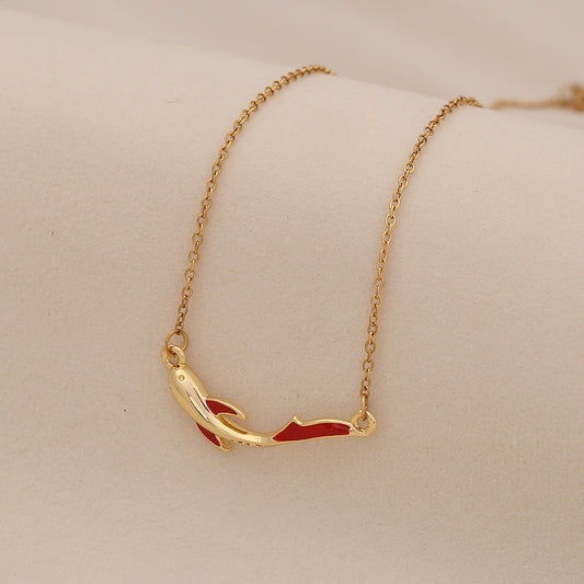 Red Koi Fish Pendant Stainless Steel Necklace