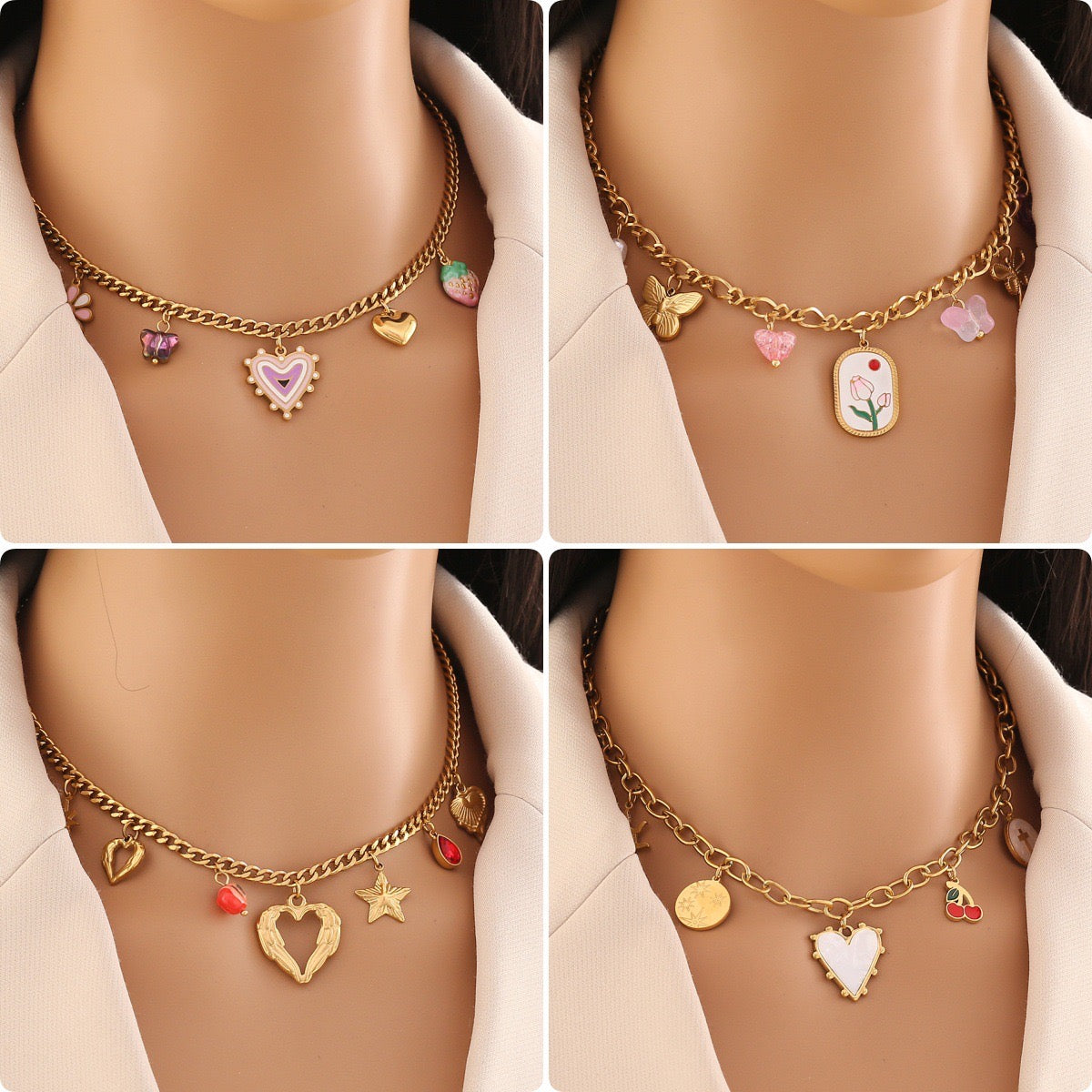 Dopamine Heart Pendant Vintage Necklace