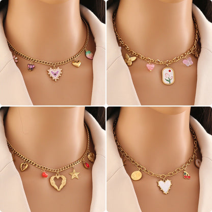 Dopamine Heart Pendant Vintage Necklace