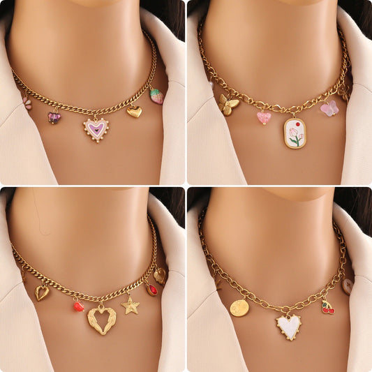 Dopamine Heart Pendant Vintage Necklace