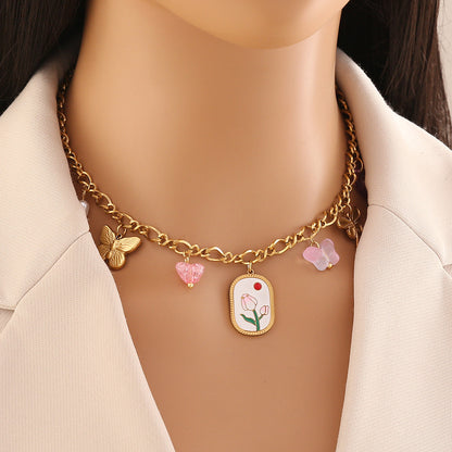 Dopamine Heart Pendant Vintage Necklace