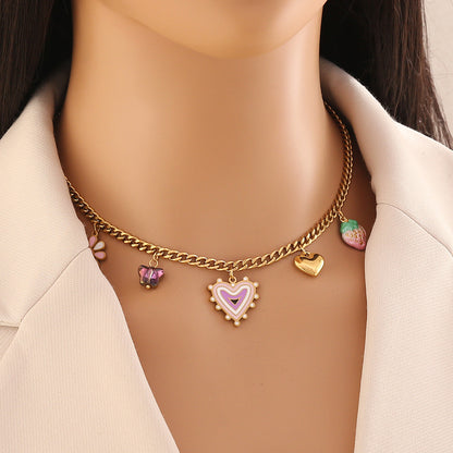 Dopamine Heart Pendant Vintage Necklace