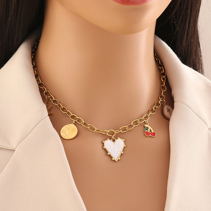Dopamine Heart Pendant Vintage Necklace
