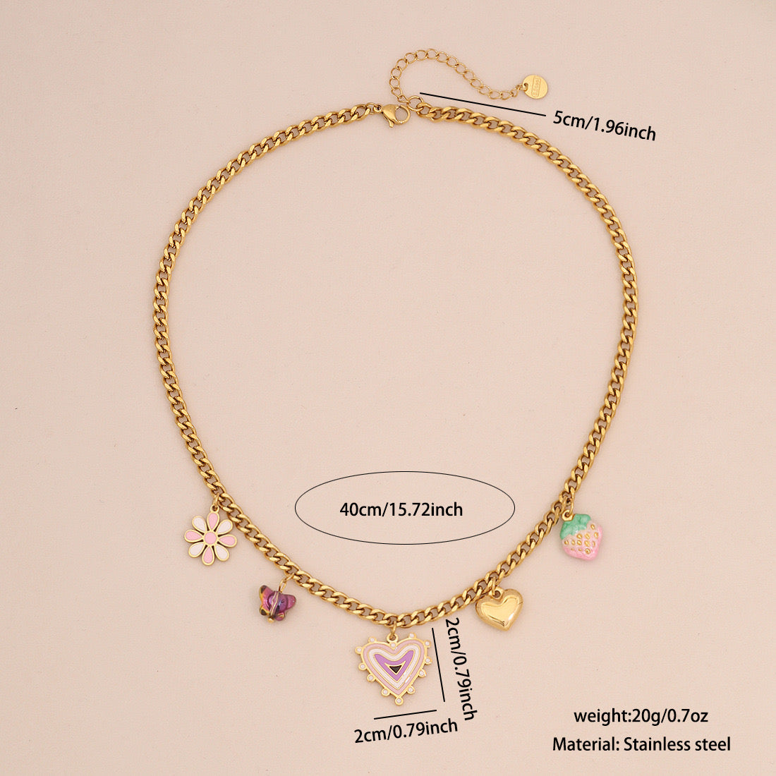 Dopamine Heart Pendant Vintage Necklace