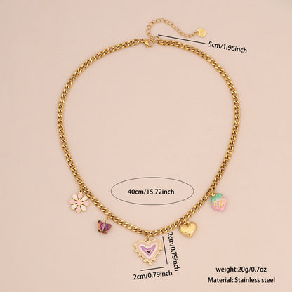 Dopamine Heart Pendant Vintage Necklace