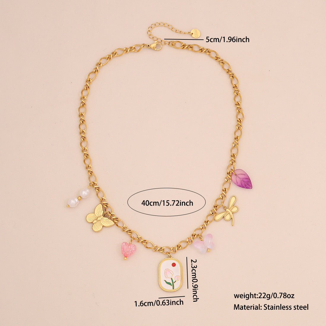 Dopamine Heart Pendant Vintage Necklace