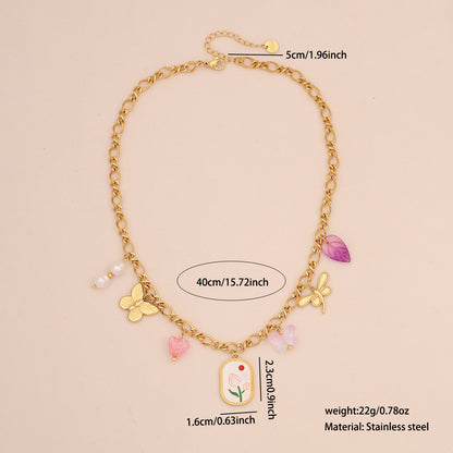 Dopamine Heart Pendant Vintage Necklace