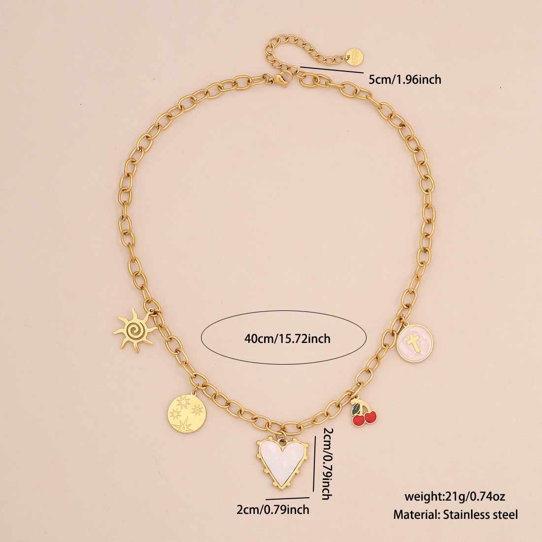 Dopamine Heart Pendant Vintage Necklace