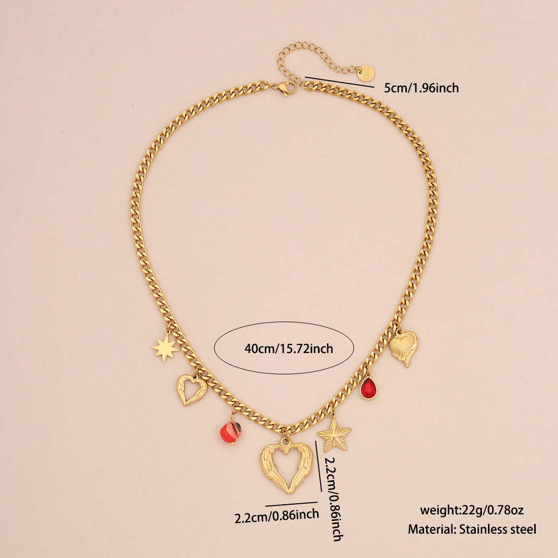 Dopamine Heart Pendant Vintage Necklace