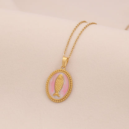 Vintage Tarot Fish Pendant Necklace