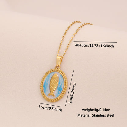 Vintage Tarot Fish Pendant Necklace