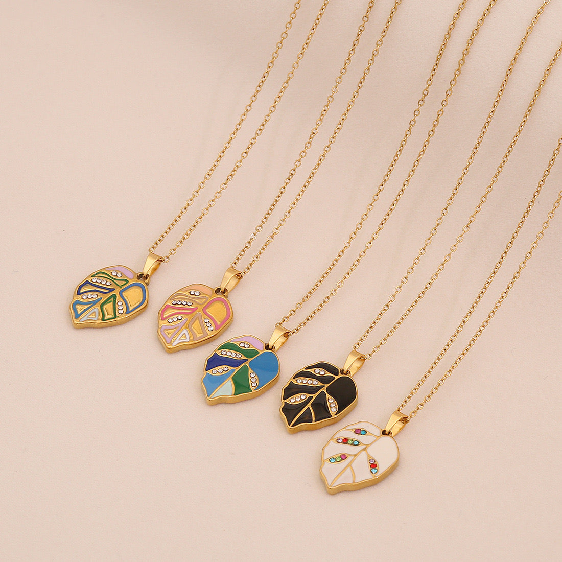 Multicolour Leaf Pendant Necklace