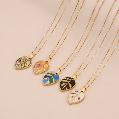 Multicolour Leaf Pendant Necklace