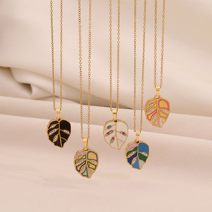 Multicolour Leaf Pendant Necklace