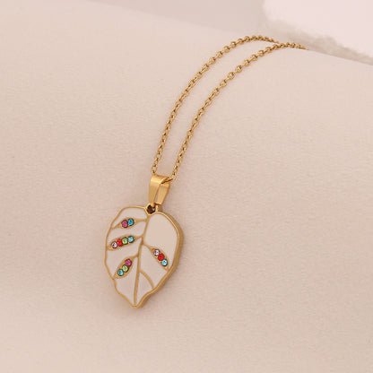 Multicolour Leaf Pendant Necklace