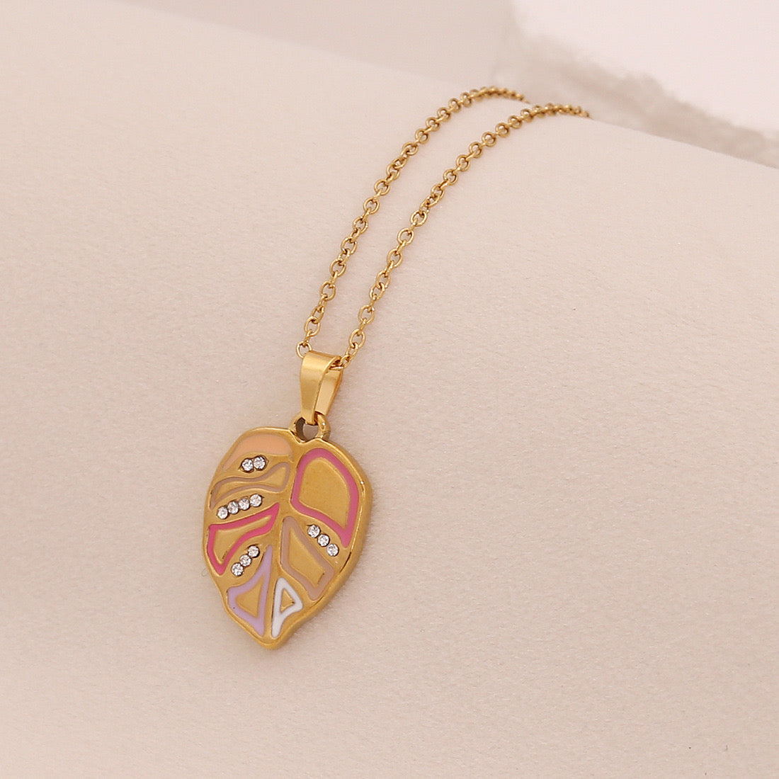 Multicolour Leaf Pendant Necklace