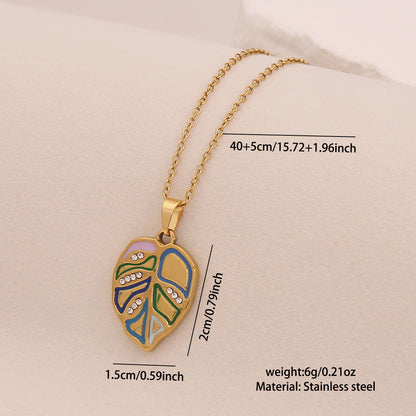 Multicolour Leaf Pendant Necklace