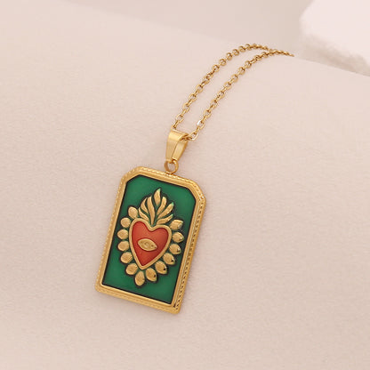 Multicolour Heart Tarot Card Pendant Necklace