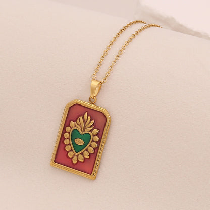 Multicolour Heart Tarot Card Pendant Necklace
