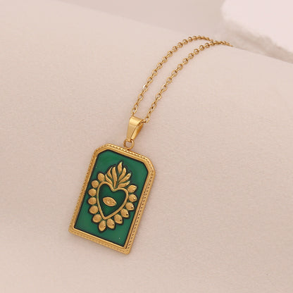 Multicolour Heart Tarot Card Pendant Necklace