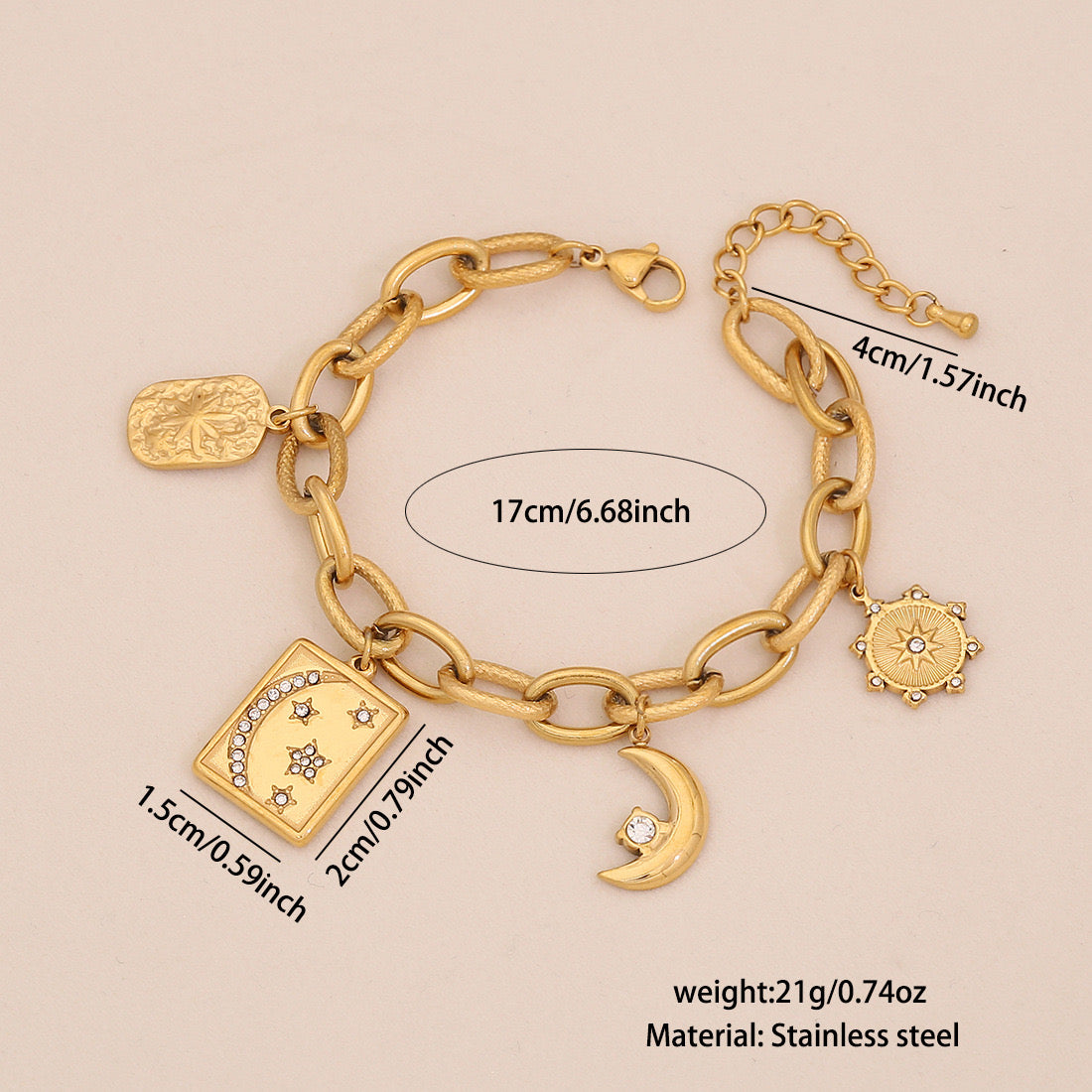 Geometric Star & Moon Bracelet