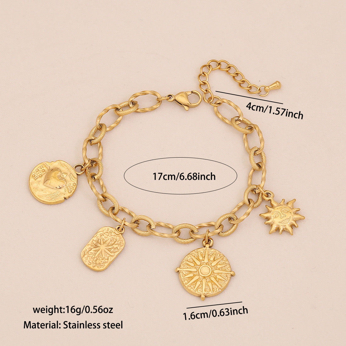 Geometric Star & Moon Bracelet