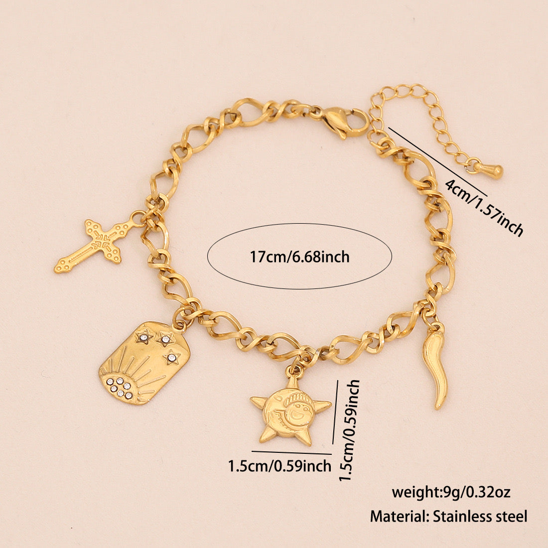Geometric Star & Moon Bracelet