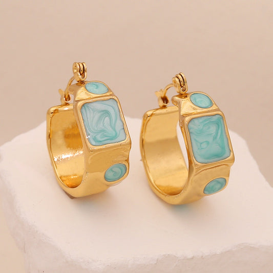 Geometric Irregular Enamel Stud Earrings