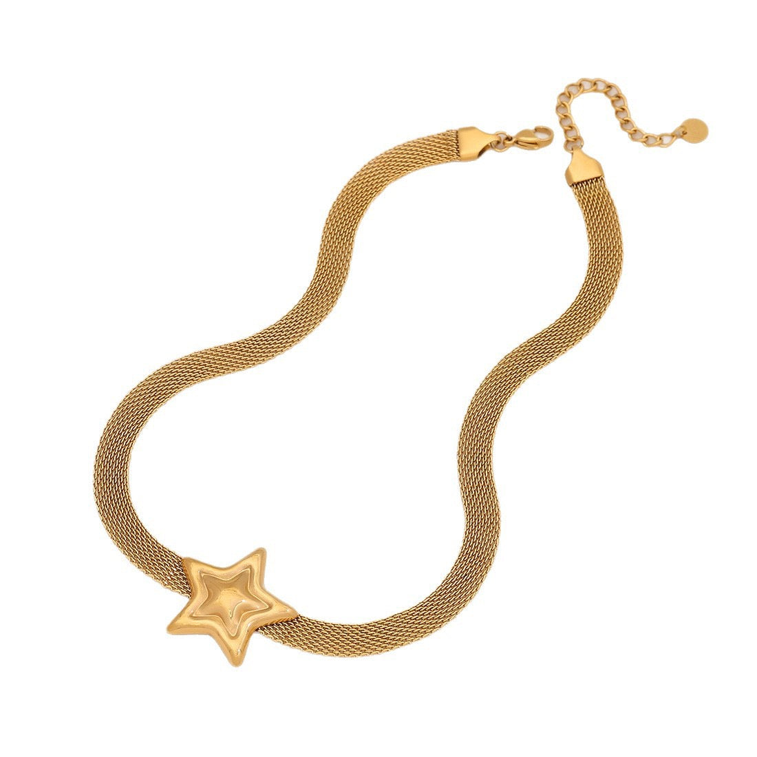 French Mesh Heart & Star Necklace