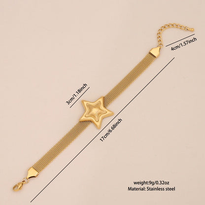 French Mesh Heart & Star Necklace