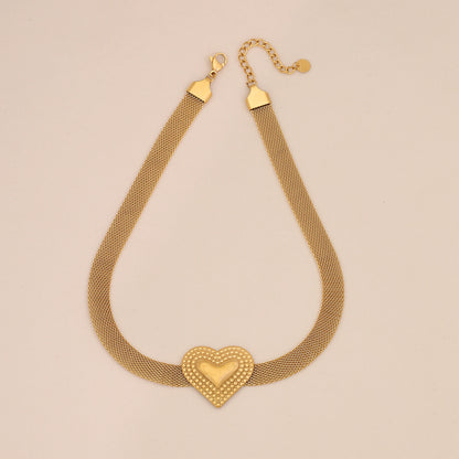 French Mesh Heart & Star Necklace