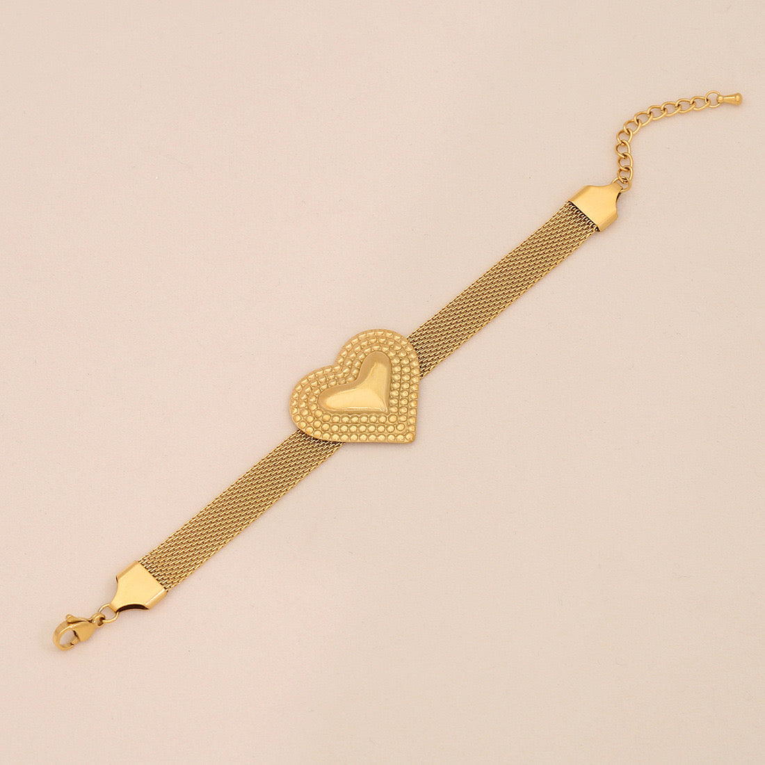 French Mesh Heart & Star Necklace