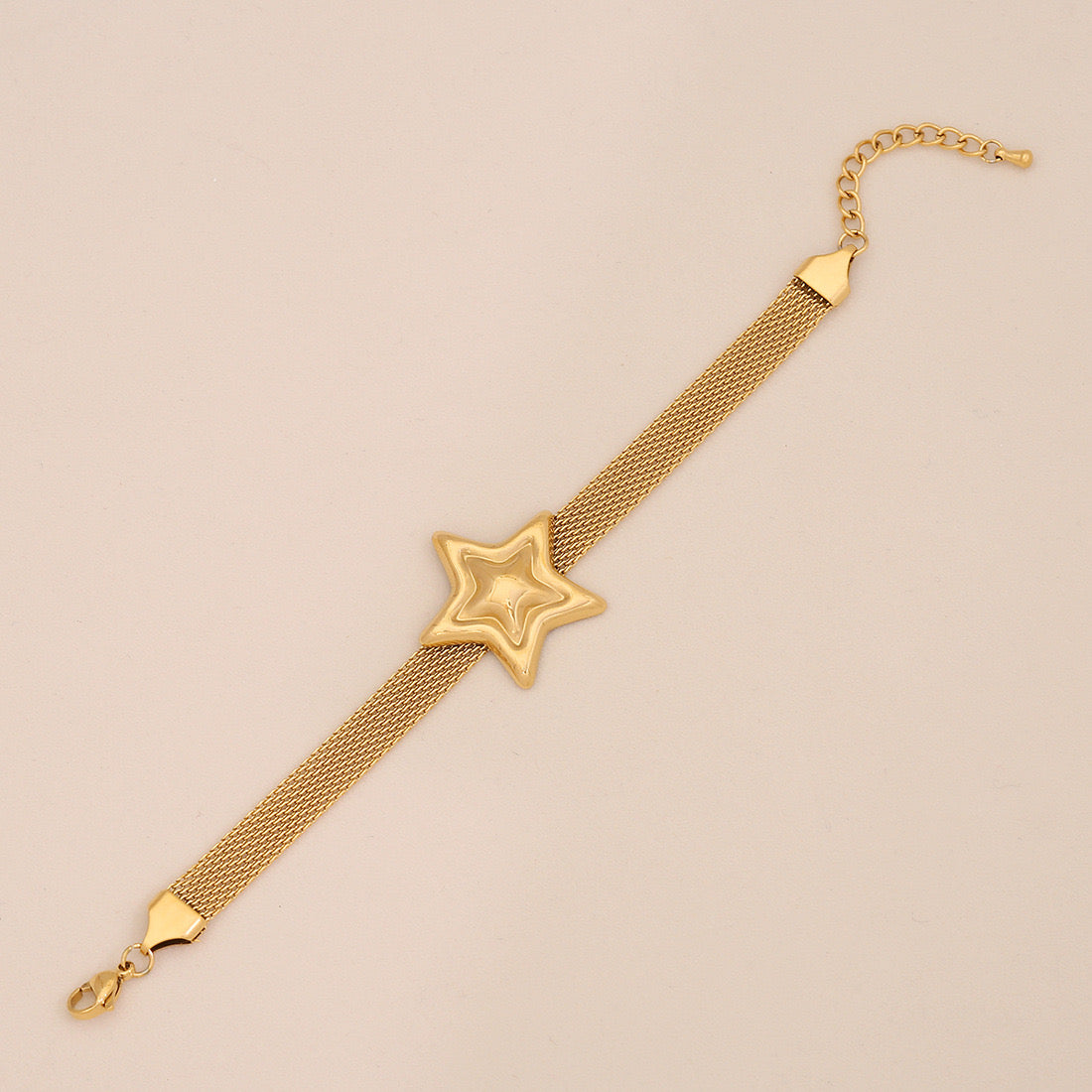 French Mesh Heart & Star Necklace