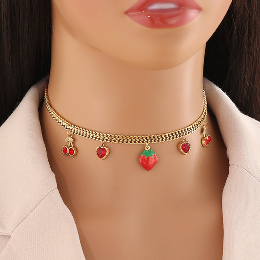 Colourful Glass Heart & Flower Necklace