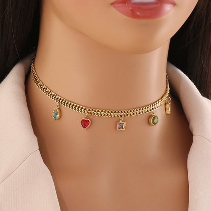 Colourful Glass Heart & Flower Necklace