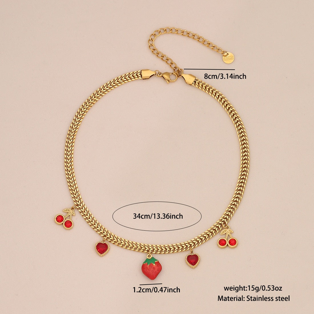 Colourful Glass Heart & Flower Necklace