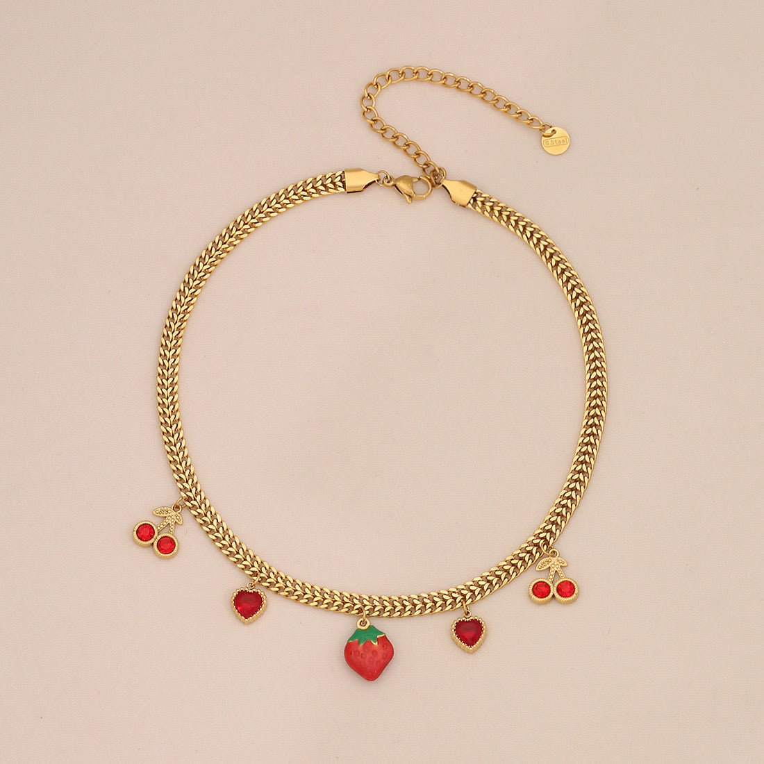 Colourful Glass Heart & Flower Necklace